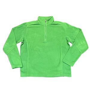 Lands End Mens Quarter Zip Pullover Fleece Polartec Aircore 100 Green Medium